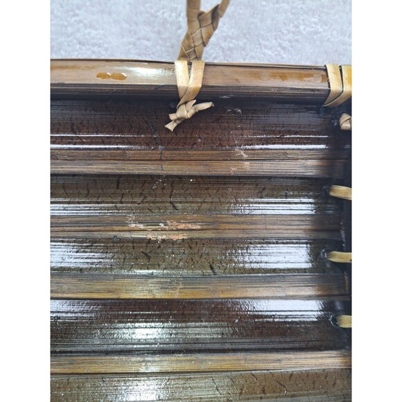 Vintage Bamboo Treasure Chest Mini Picnic Basket Purse 7x7x6 inches Keep-Sake - Picture 11 of 15